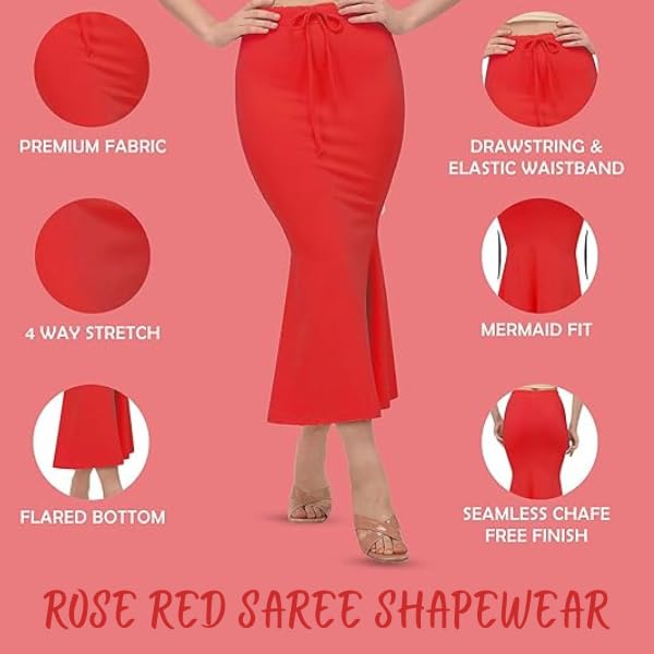Image of Saree Shapewear Petticoat for Women | Fish Cut Mermaid Slim Fit Saree Shaper with Tummy Control & Side Slit | Stretchable Cotton Lycra Petticoat for Saree, Lehenga, Gown, Bridal Wear