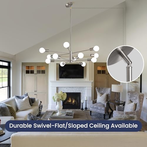 image for RUIYEY Modern Sputnik Chandeliers Light, 12 Lights Brushed Nickel Dini