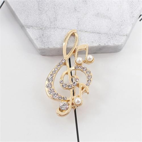 Image of 2PCS Music Note Brooch Pin for Women Dainty Elegant Rhinestone Pearl Note Treble Clef Brooch Musician Party Dance Banquet Clothes Accessorie Jewelry