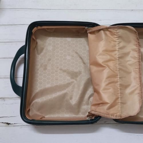 Image of SUNBEETMini Hard Shell Hard Travel Luggage Makeup Case Small Portable Carrying Case Suitcase Organizer Makeup Storage Box for Women (B-Dark Green)