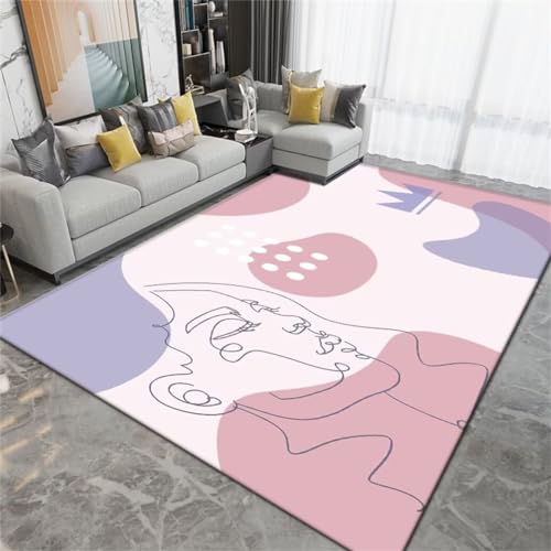 Tapis salon lavable 50x80cm violet comme descente de lit moderne