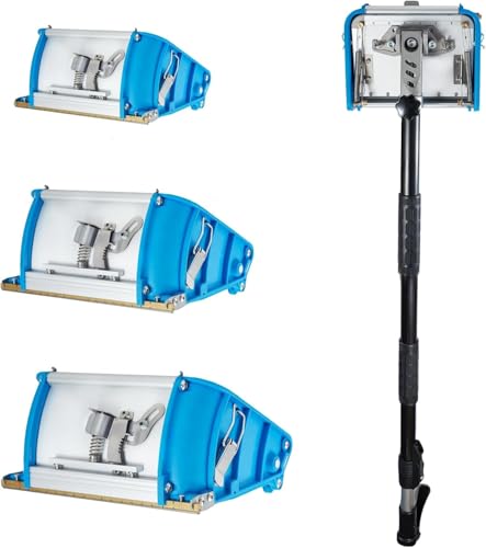 Drywall Flat Finishing Box Aluminum Drywall Flat Finishing Box Tool Finishing Mud Box Extension Handle Adjustable Height 41-65 Plasterboard Wallboard Sheetrock (8in/10in/12in)