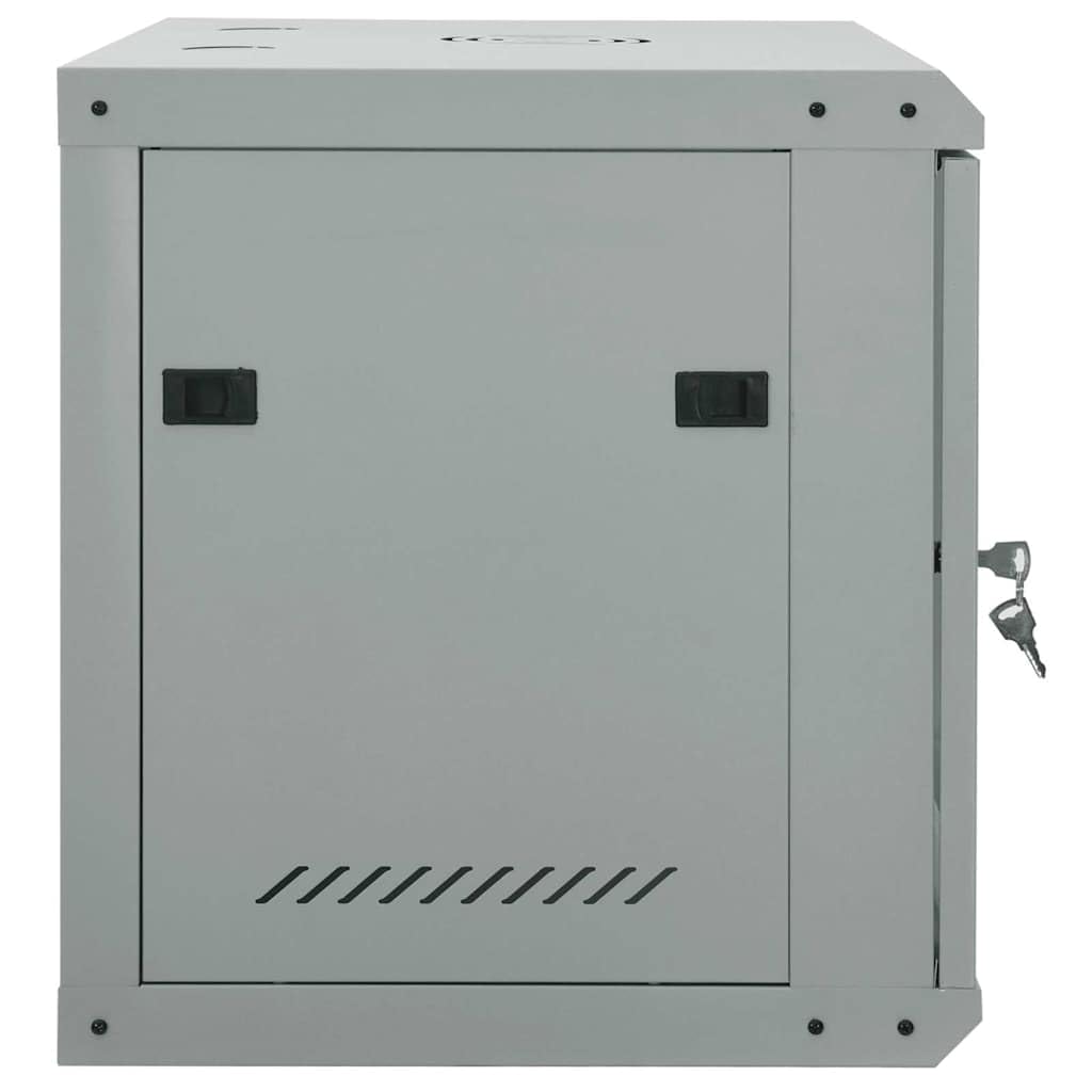 Armadio da parete per tecnologia di rete, 60 x 45 x 50 cm, armadio server in acciaio robusto con porta in vetro di sicurezza, distributore a parete IT chiudibile a chiave, grigio