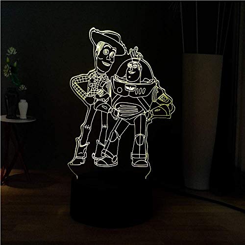 Mignon Usb 3D Lampe De Chevet Toy Story Buzz Lightyear Woody Rvb Multicolore Acrylique Led Sommeil Nuit Lumière Enfants Jouet Cadeau Cover
