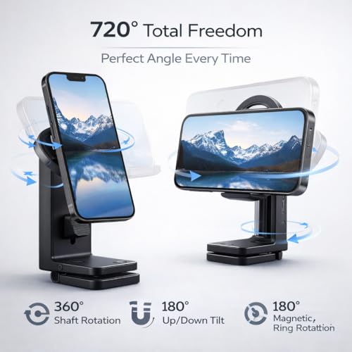 Image of Mizi Mag-Safe Airplane Phone Holder - Magnetic Travel Phone Mount for Airplane Seat Back, Hands-Free Flight Essentials Compatible with iPhone 17-12 Pro Max /Air /Plus /Mini with Mag Safe Case - Black