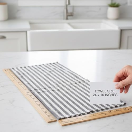 Image of Premium Cotton Hand Towels Set of 10 - Soft & Absorbent Gym Towels, 180 GSM, Striped Multicolor, 24 x 16 Inches, Lightweight Quick Dry Towels for Bathroom, Gym & Travel