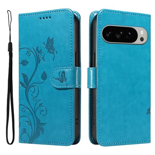 Étui pour Google Pixel 7 Pro bleu avec motif arbre papillon idéal pour vos sorties