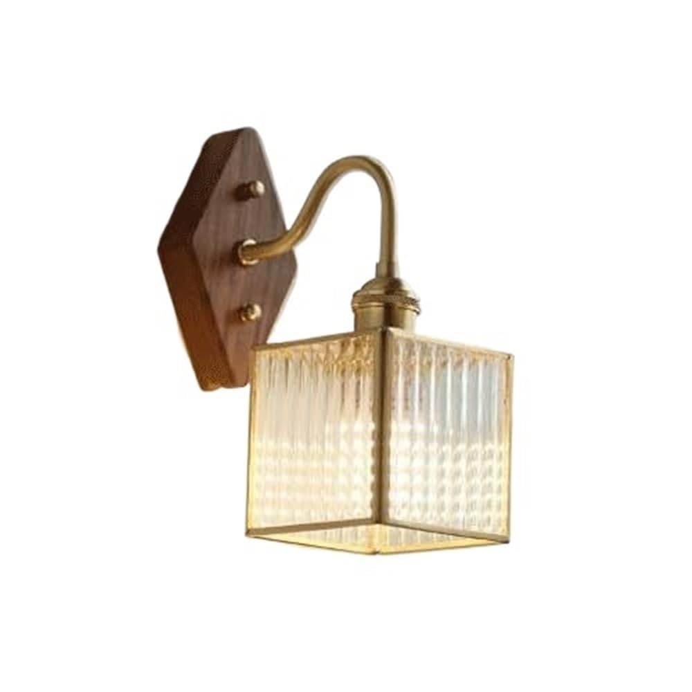 HPTHLY Retro Japanese Style Wood Hallway Aisle Wall Mount Lamp Mid Century Walnut Wood Bedside Wall Sconce Nordic Glass Corridor Stairs Wall Light For Livin