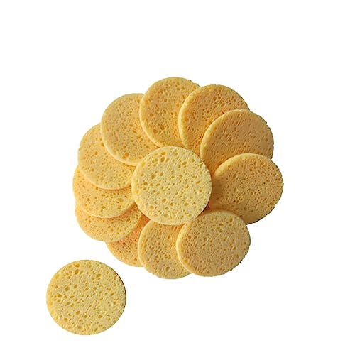 VINTORKY 20 Éponges Démaquillantes Rondes 65x8 Mm en Éponge Cellulose Douce Couleur Chair pour Nettoyage Visage Quotidien et Voyage