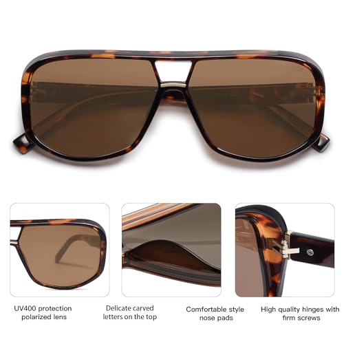SOJOS Oversized Aviator Sunglasses Womens Trendy 70s Retro Polarized Trendy Womens UV 400 Shades SJ23044