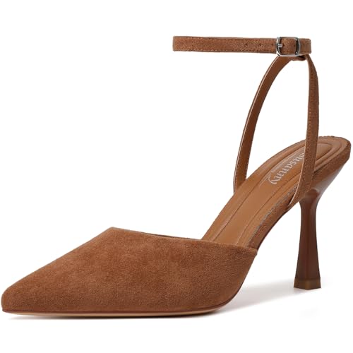 Image of Susanny Heels for Women Stiletto Closed Pointed Toe Backless Dress Shoes High Heels Sexy Kitten Pumps Wedding Guest Party Dance Prom Dressy Comfort Shoes