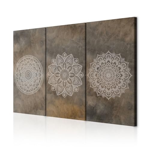 decomonkey Cuadro Lienzo Mandala 120x80 cm 3 piezas Impresión Decoración Cuadro De Pared Material Tejido no Tejido Gráfica Foto Salon Abstracto Adorno oriental