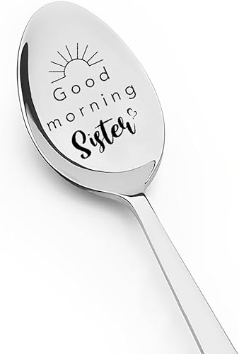 Regalos de cumpleaños de Navidad para hermana, cuchara de buenos días para cuñada, regalos para mujeres, niñas, hermanas, cuchara grabada, regalo