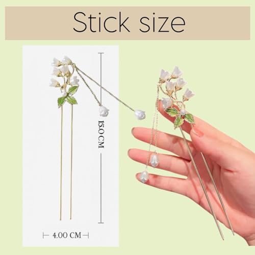 Image of INHEAVEN Traditional Chinese Hair Stick, Pearl Flower Design, Handcrafted Hair Accessory