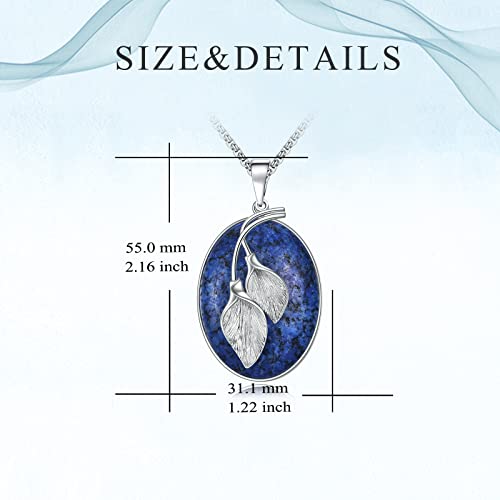 Vijashop Leaf Necklace Lapis Lazuli Necklace Natural Gem Stone Pendant Necklace Charm Vintage Fashion Necklace Gifts For Women Girls Birthday Graduation #TOP5