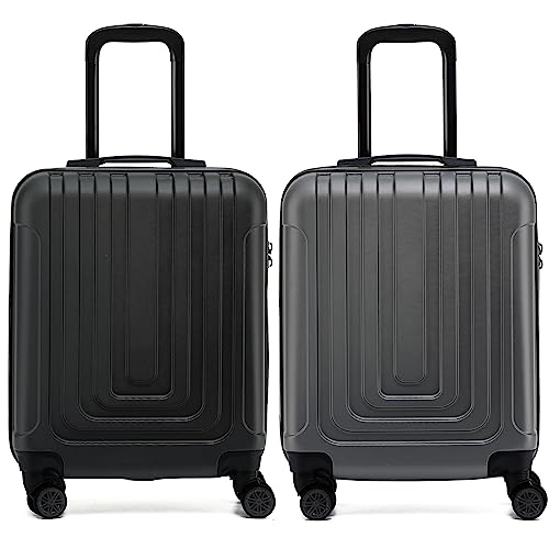 Flight Knight Premium Set of 2 Lightweight Cabin Suitcase - 8 Spinner Wheels - Built-in TSA Lock & USB Port - Luggage Approved for Over 100 Airlines Including Ryanair Priority - 55x40x20cm
