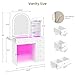 DICTAC Vanity Desk with LED Lighted Mirror and RGB Lights, Large Makeup Vanity with 5 Drawers, Open Shelf, Fold-up Panel, White Dressing Table with Power Outlet and Glass Top for Bedroom,3 Color Modes