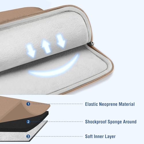 Image of MOSISO Laptop Case 13.3 inch, 13-13.3 inch Laptop Sleeve Compatible with MacBook Air /Pro 13 /Pro 14 M5 M4 M3 M2 M1, HP Dell ASUS Lenovo,Polyester Vertical Computer Sleeve Bag with Pocket, Bronze Brown