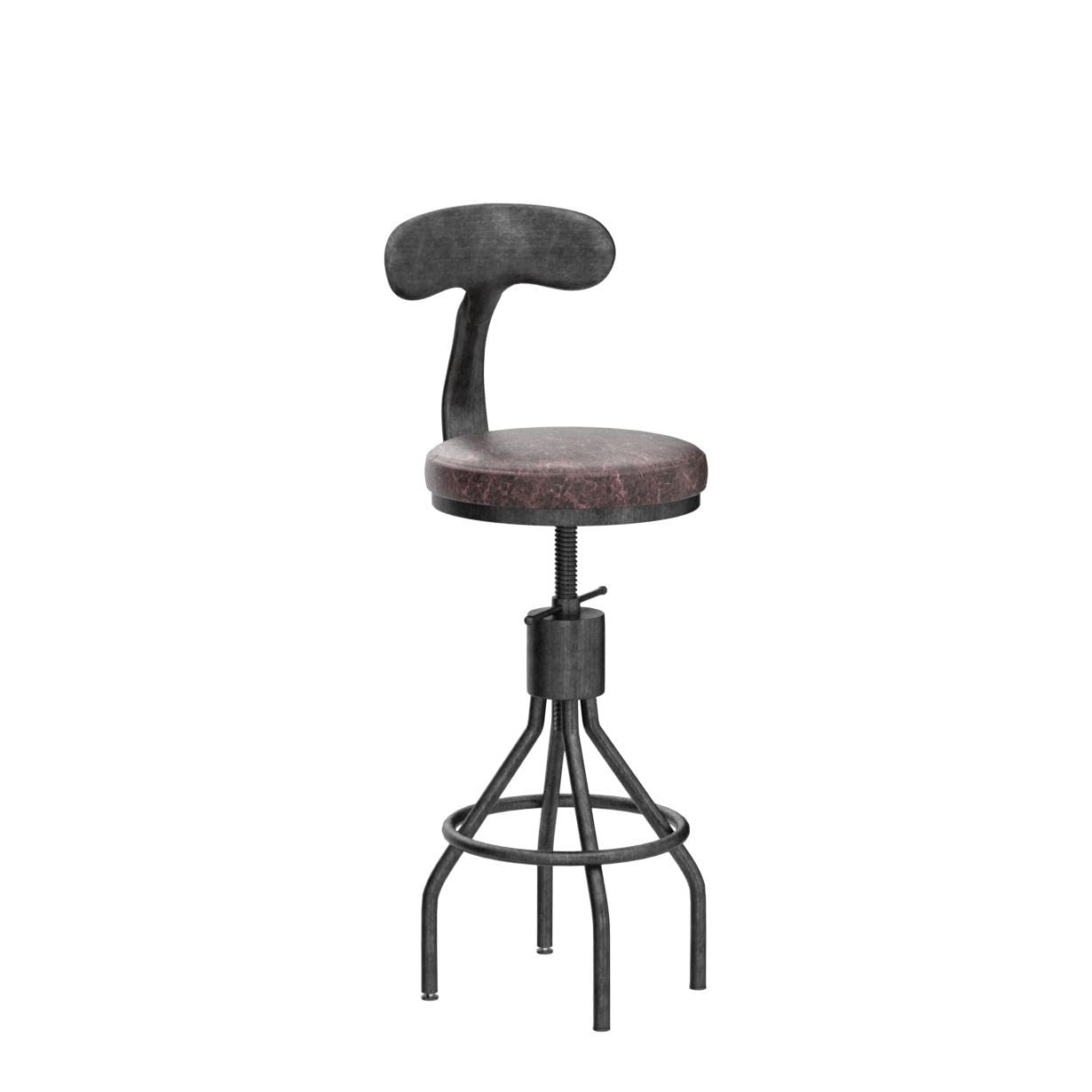 BOKKOLIK Industrial Bar Stools – Standard Height Swivel PU Seat, Adjustable 15–21 Inch, Vintage Metal Frame For Kitchen Island & Home