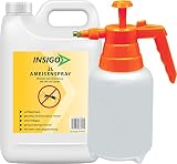 INSIGO Anti Ameisenspray - Hochwirksames Mittel gegen Ameisen und deren Larven auf Wasserbasis - geruchlos Ameisen bekämpfen - 2 Liter + 2 Liter Sprüher