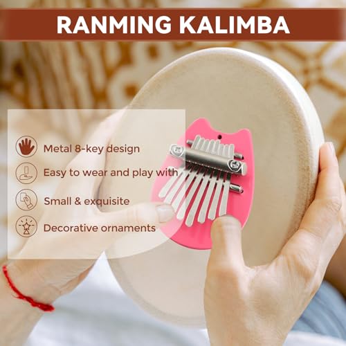 Image of RANMING 8 Key Mini Kalimba Thumb Piano 2 Pack Set Portable Finger Piano Exquisite Musical Gift for Adults and Christmas