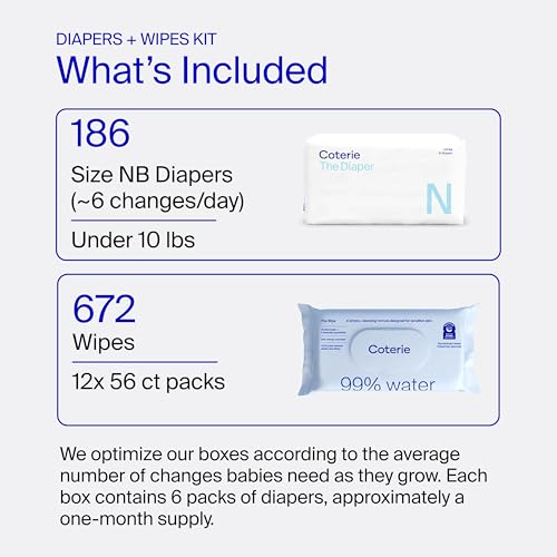 Image of Coterie Baby Wipes + Diapers Kit, Size Newborn Diapers, 12-Pack Wipes