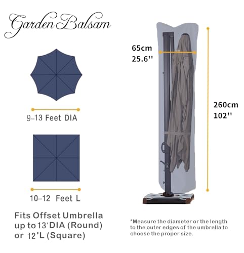 image for Garden Balsam Patio Umbrella Cover for 9ft to 13ft Offset Umbrella, Wa