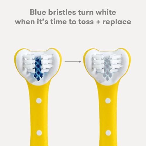 Image of Frida Baby Triple-Angle Toothhugger Training Toddler Toothbrush | Toddler Toothbrush 2 Years and Up, Cleans All Sides at Once | Yellow