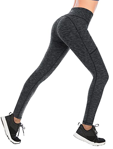 Ewedoos Leggings with 5 Pockets for Women Yoga Pants 25"/ 27" Workout Leggings for Women Tummy Control Running Charcoal - Thumbnail 5