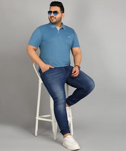 Image of INKKR Plus Size Men's Regular Fit Solid Polo Tshirt