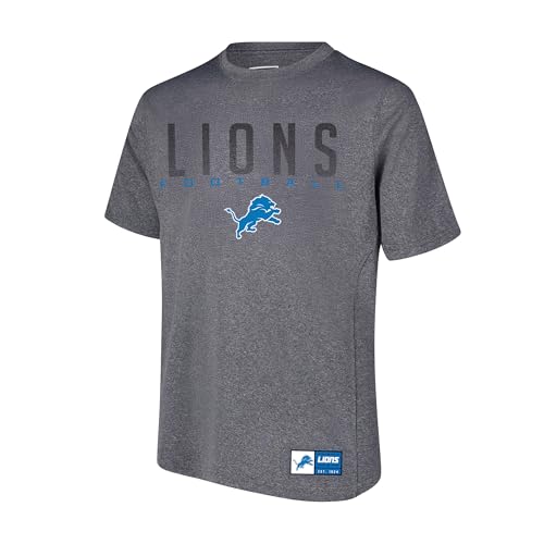 Ultra Game Men's NFL Official Super Soft Game Day T-Shirt, Detroit Lions, Heather Charcoal, Large