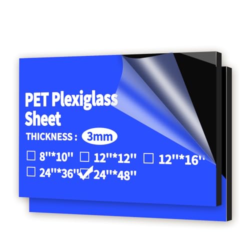 Image of Art3d (2 Pack) 1 /8 inch Thick Plexiglass Sheets in Black - 24 inchx48 inch Acrylic Sheets for Art Design,Craft Projects, Signs, DIY in Home, Wedding, Festival,Party,Office