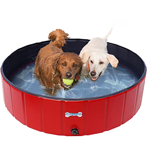 V HANVER Dog Pool Pets Bathing Tub Plastic Wading Kiddie Pool for Medium and Large Dogs Kids Portable Foldable Collapsible 551 X 12 inch