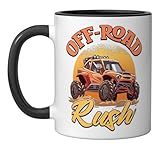 Orange Off-Road Rush Dune Buggy Adventure Ceramic Mug, Black/White