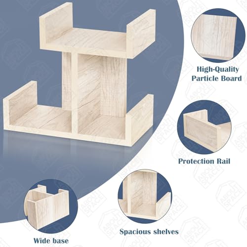 Image of ABOUT SPACE Table Top Bookshelf - Countertop Bookcase with 3 Shelves, DIY Engineered Wood Multipurpose Storage Organizer Table Shelf Book Rack for Home Study Room (L 33 x B 17 x H 30 cm - Beige