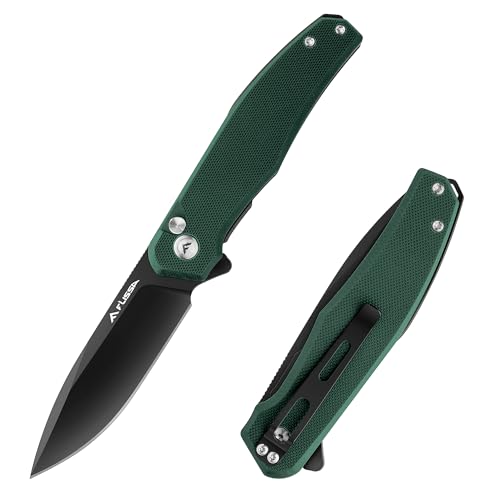 FLISSA Pocket Knife for Men 4.5 Folding Knife with G10 Handle D2 Steel Blade Pocket Clip Button Lock Pocket Knives & Folding Knives Gift for Men Stocking Stuffer
