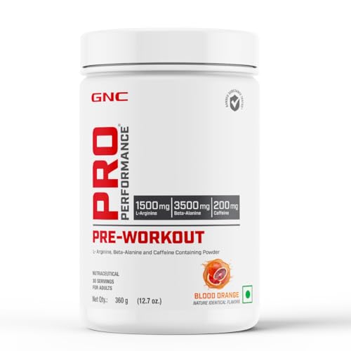 Image of GNC Pro Performance Pre-Workout | 360 gm | 30 Servings | Boosts Pump & Energy | Speeds Up Recovery | 1500 mg L-Arginine | 3500 mg Beta-Alanine | 200 mg Caffeine | Blood Orange