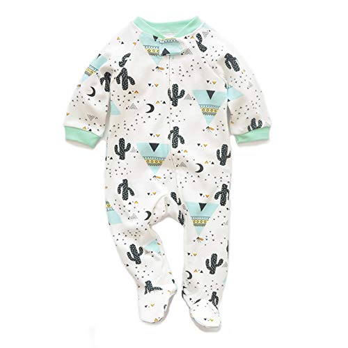 Fairy Baby Bébé Unisexe Imprimé À Pieds Barboteuse Les Tout-Petits Pyjamas Coton Size 3-6 Mois (Cactus)