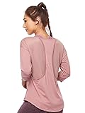 【Mesh-Einsätze für Luftzirkulation】Sportshirt Damen Atmungsaktiv; 3/4 Arm Sport Tshirts Damen;Activewear für Frauen; Rundhalsausschnitt Sportshirt; Mesh-Einsatz an der Rückseite für gezielte Atmungsaktivität, sehr gut für Sport. Es sitzt nicht zu eng und ist schön kühl auf der Haut. Es kann Ihren Wünschen entsprechen und Ihren Körper perfekt formen.