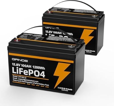 2-Pack 12V 100Ah LiFePO4 Lithium Battery Group 31 Built-in 100A BMS, Low-Temp Protection Up to 15000 Deep Cycles Rechargeable Battery for RV, Marine, Solar System, Van, Trailer, Home Energy Storage