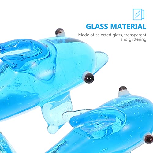 Artibetter 44N27LH09T3 2Pcs Crystal Glass Dolphin Figurine Hand Blown Art Sea Animal Sculpture Miniature Animal Figurine Paperweight Collectible thumb #5