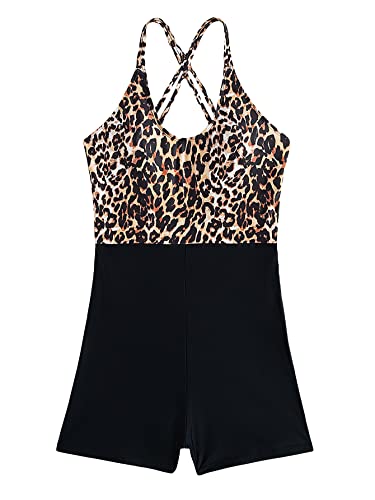 Floerns Women's One Piece Swimsuit Color Block Boyleg Criss Cross Monokini Black M #TOP25