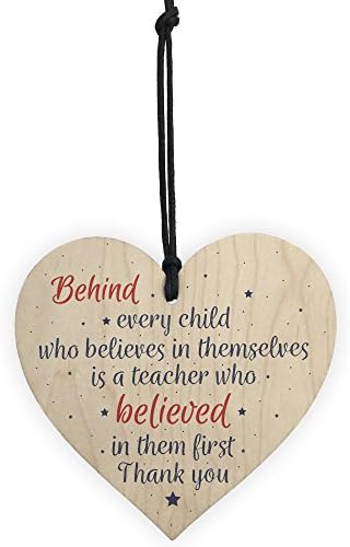RED OCEAN Handmade Wooden Heart Gift For Teacher Tutor Mentor Leaving Present Thank You Gifts
