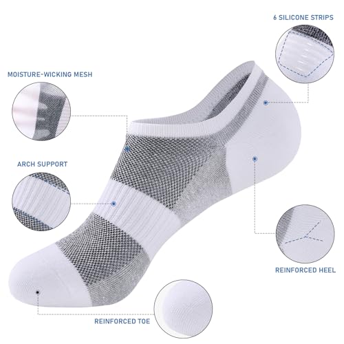 ​No Show Socks Men, 6 Pairs ​Cotton ​Thin Low Cut Ankle Socks, Non Slip Invisible Sock for Loafer Sneakers2