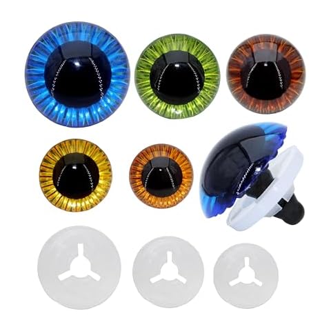 ARTCXC 50Pcs 5Size 5Colors - 11/13/17/19/23MM Safety Eyes Plastic Craft Eyes with Washer for Amigurumi Crochet Crafts Dolls Stuffed Animals and Teddy Bear DIY Making Supplies Cover