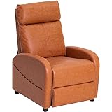 iodoos リクライニングソファ 映画用 PUレザー お昼休み用チェア 昼寝用 サロン用チェア リクライニングチェア リクライニング機能140度 疲れにくい座面 父母プレゼント オットマン一体型 659G (ブラウン, レザー)