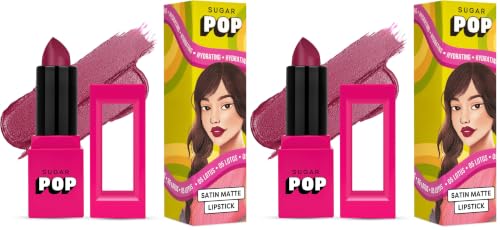 Image of SUGAR POP Satin Matte Lipstick - 05 Lotus (True Pink) - 3 gm - Infused with Vitamin E, Shea Butter & Jojoba Oil l Full Coverage, Ultra Pigmented, Hydrating, Weightless Formula l Lipstick for Women