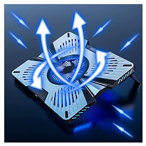 Base Refrigeradora Portátil Almohadilla De Enfriamiento Para Computadora Portátil RGB Con Borde LED 5 Ventiladores LED Azules Silenciosos Para Computadora Portátil De 12-17.3 Pulgadas Aluminio USB Ven