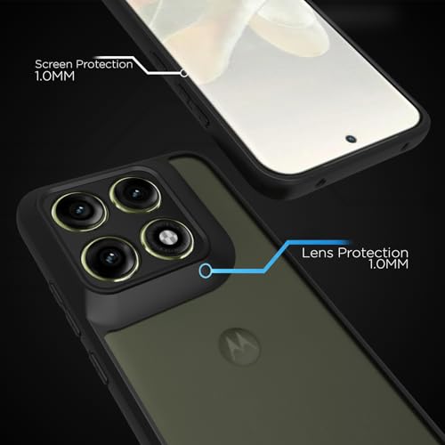 Image of RIGGEAR Shockproof Sleek Hybrid Armor Back Cover Case for Motorola Moto Edge 70 Pro /Edge 70 Pro Plus 5G (Smoke Black Matte PC + Black TPU Bumper)