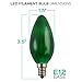 Luxrite CTC 4W Green Color LED, Equivalent to 40W Incandesent Bulb, Vintage Filament Bulb, 350 Lumens, E12 Candelabra Base, UL Listed, 15,000 Hours Life, Decorative Bulb, 1-Piece